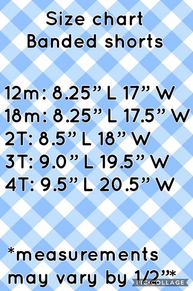 Banded Bibs Size Chart