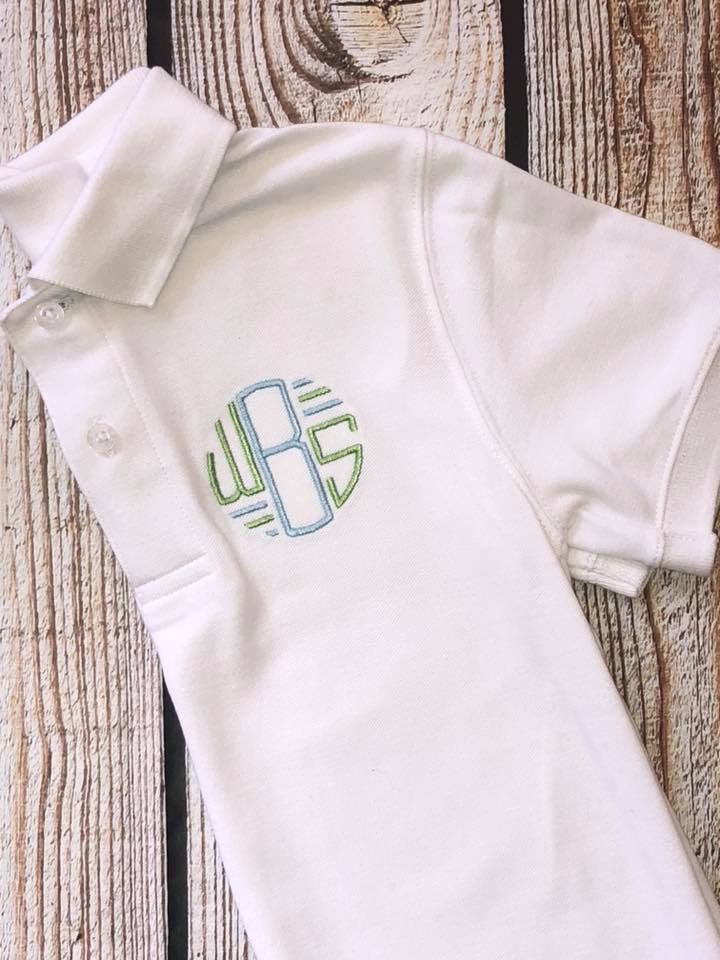 Monogrammed Polo- Circle w/ lines