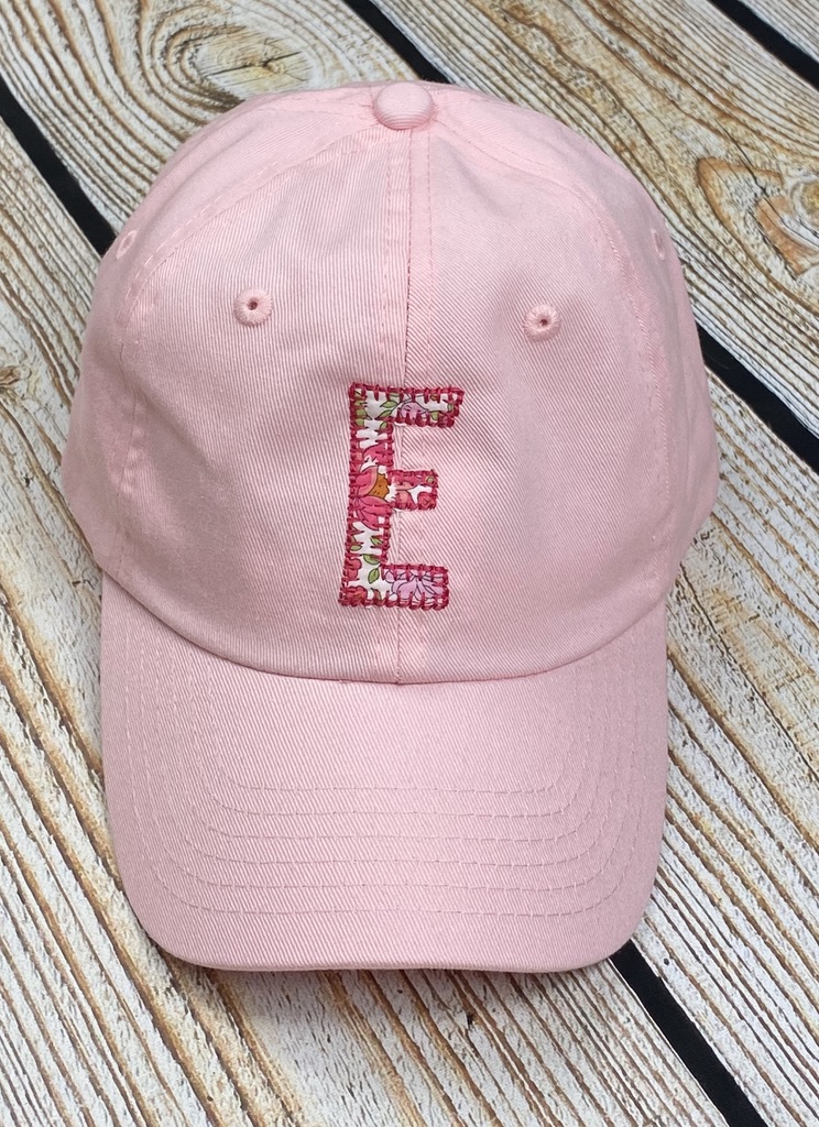 Girls Liberty "D'Anjo" applique initial Hat- pink