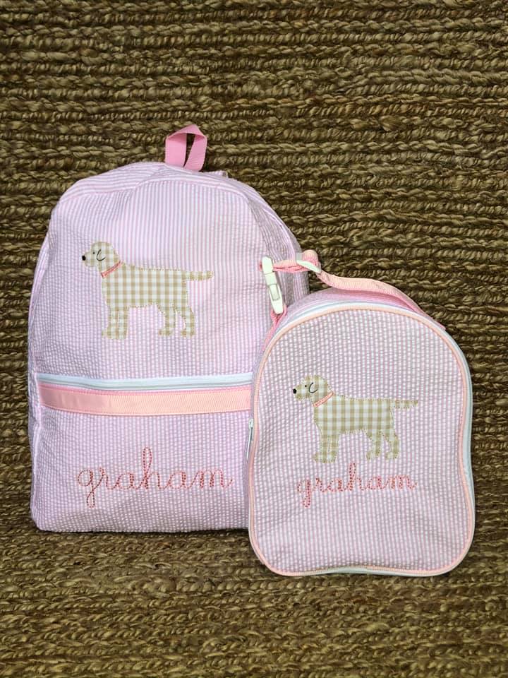 Girls Oh Mint Back Pack with Dog Applique and Name
