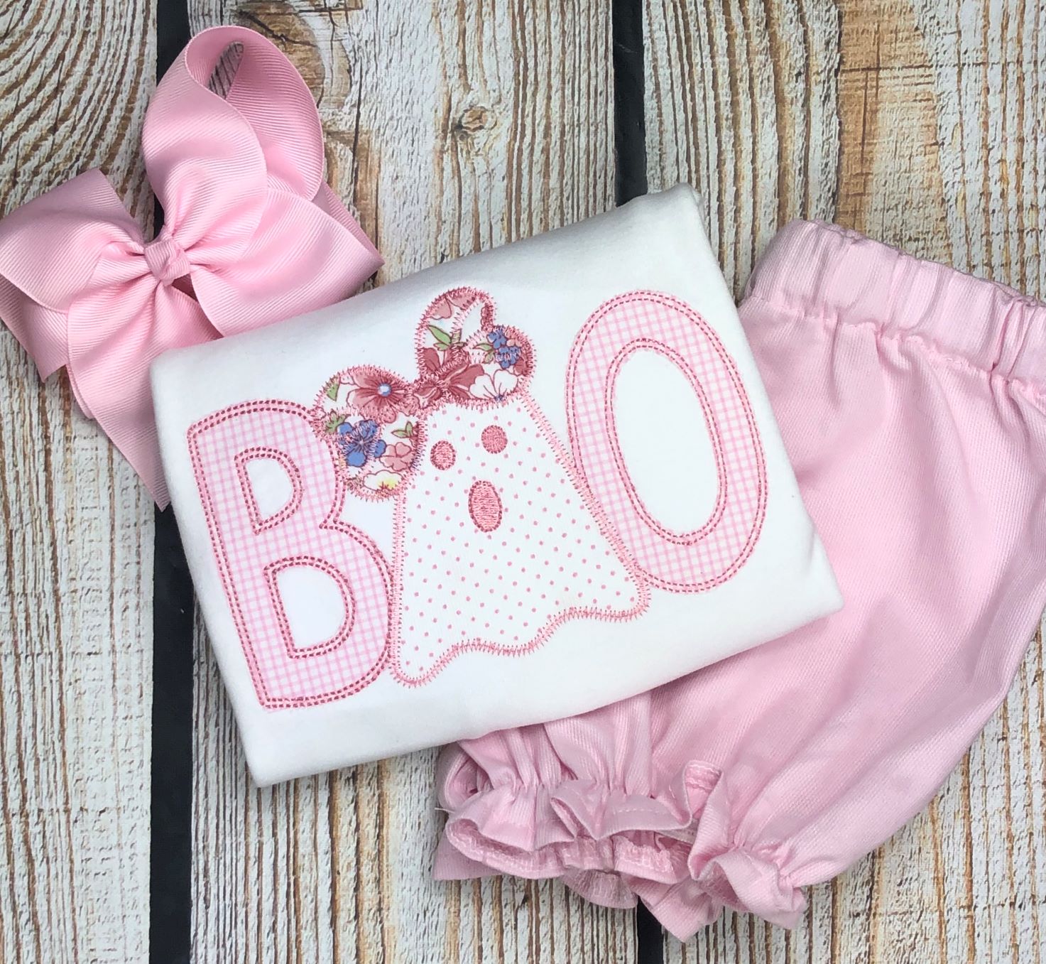 BOO Ghost with bow Applique Shirt