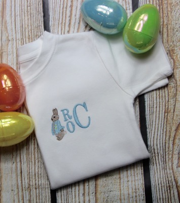 Easter Bunny Stacked Initials T-Shirt/One-piece bodysuit