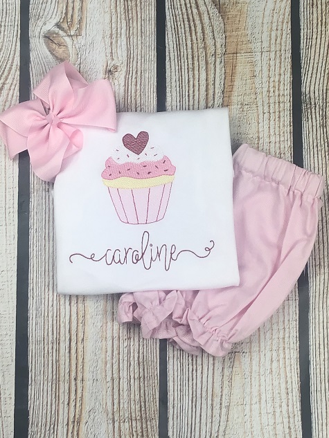 Valentine Cupcake Embroidery