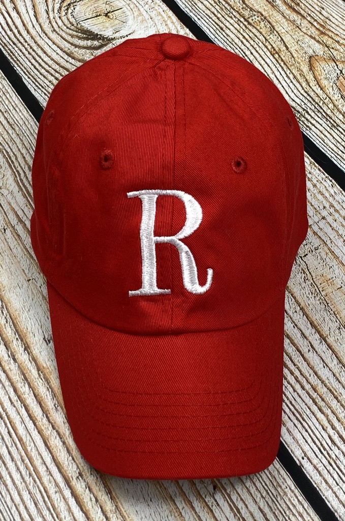 Single Initial Monogrammed Hat- Red