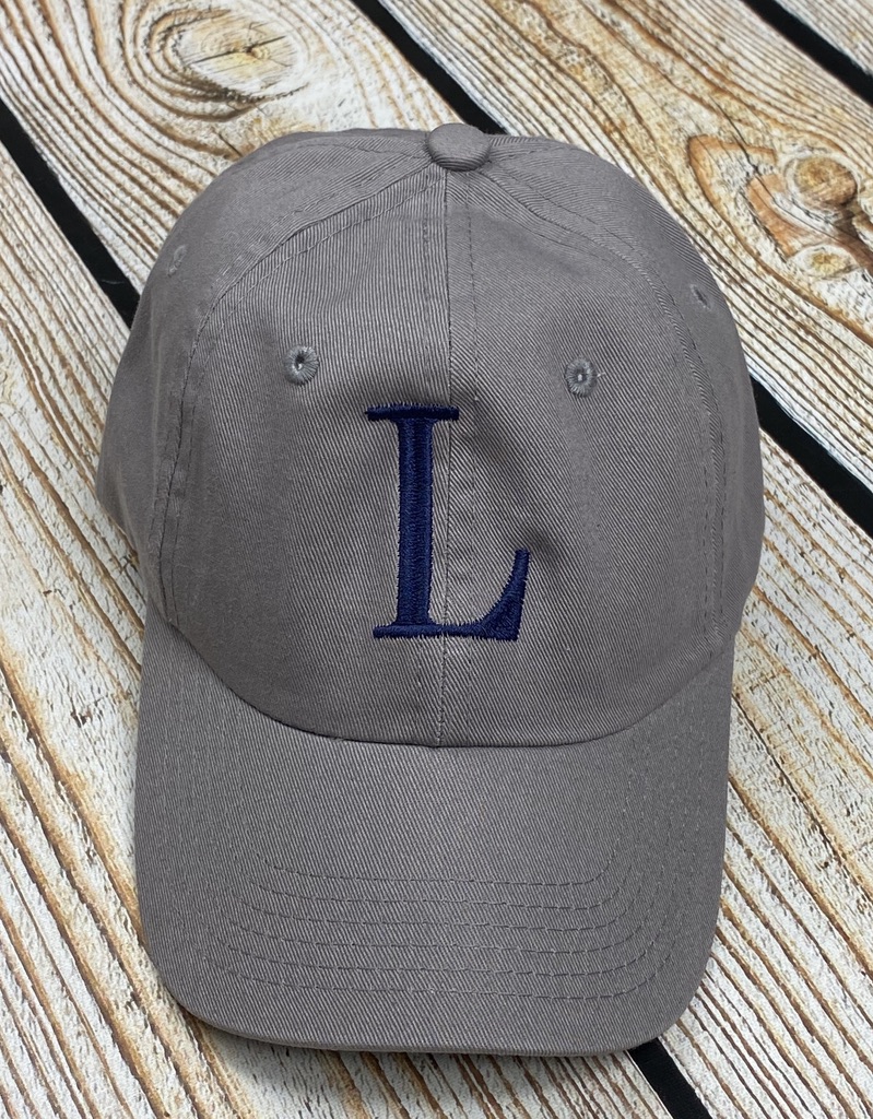 Single Initial Monogrammed Hat- Gray