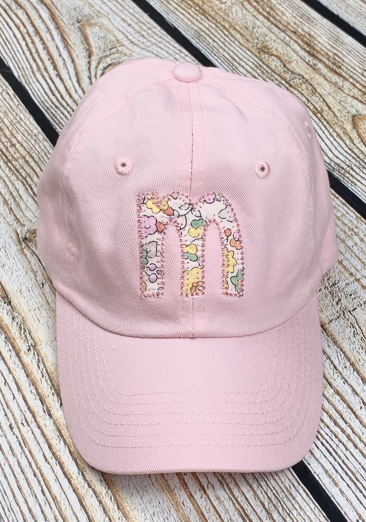 Girls Liberty "Betsy W" applique initial Hat- pink