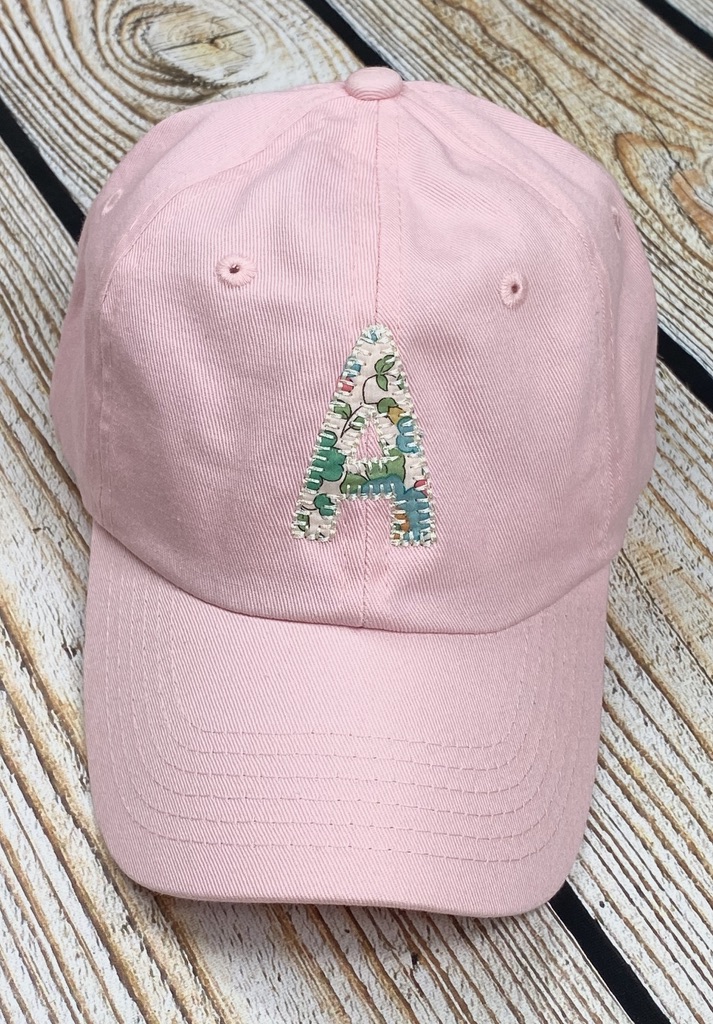 Girls Liberty "Betsy D" applique initial Hat- pink