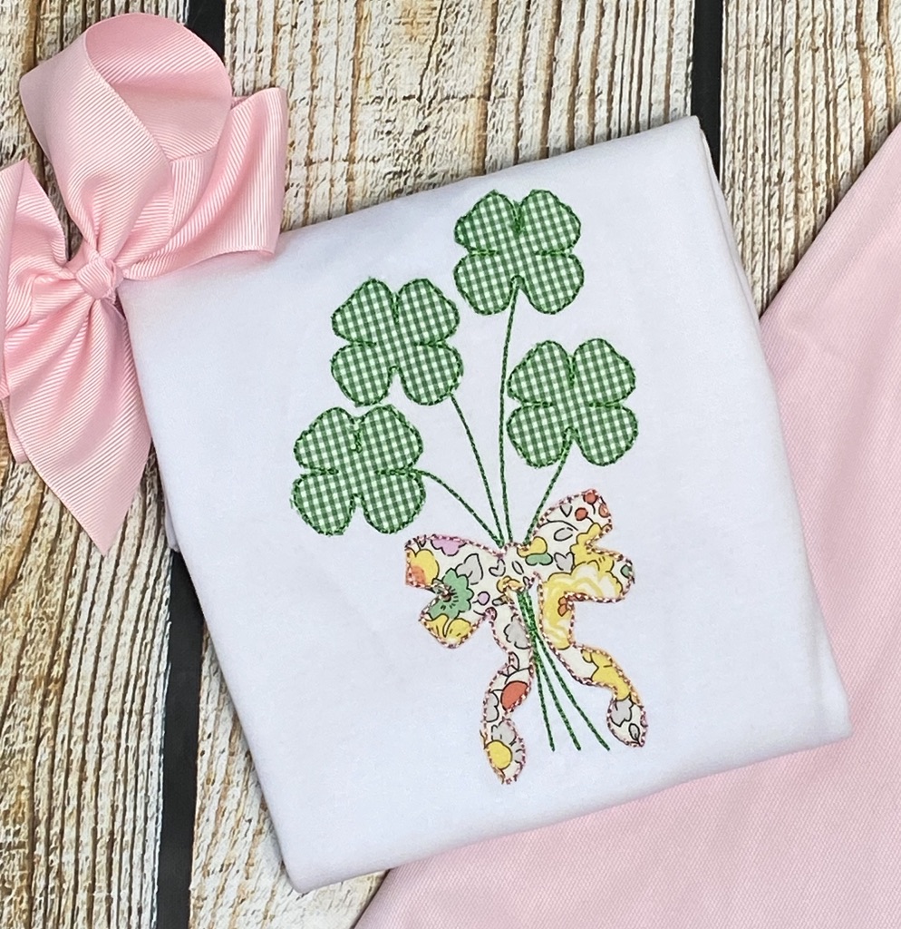 Girls 4 Leaf Clover with Liberty Bow