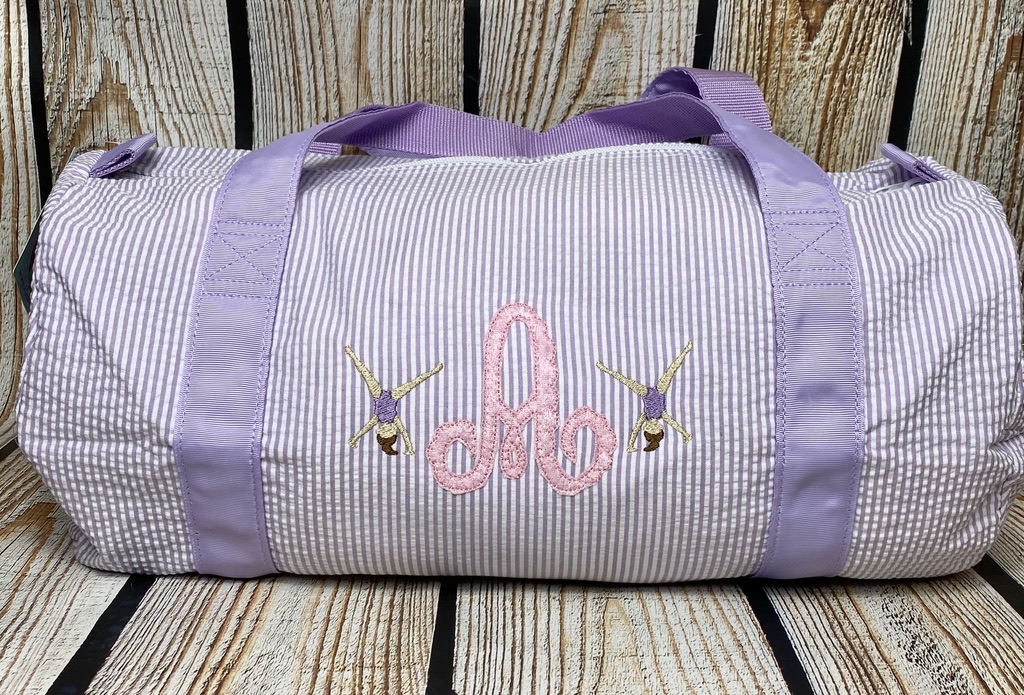 Gymnastics Duffle Bag- Purple Mint Seersucker