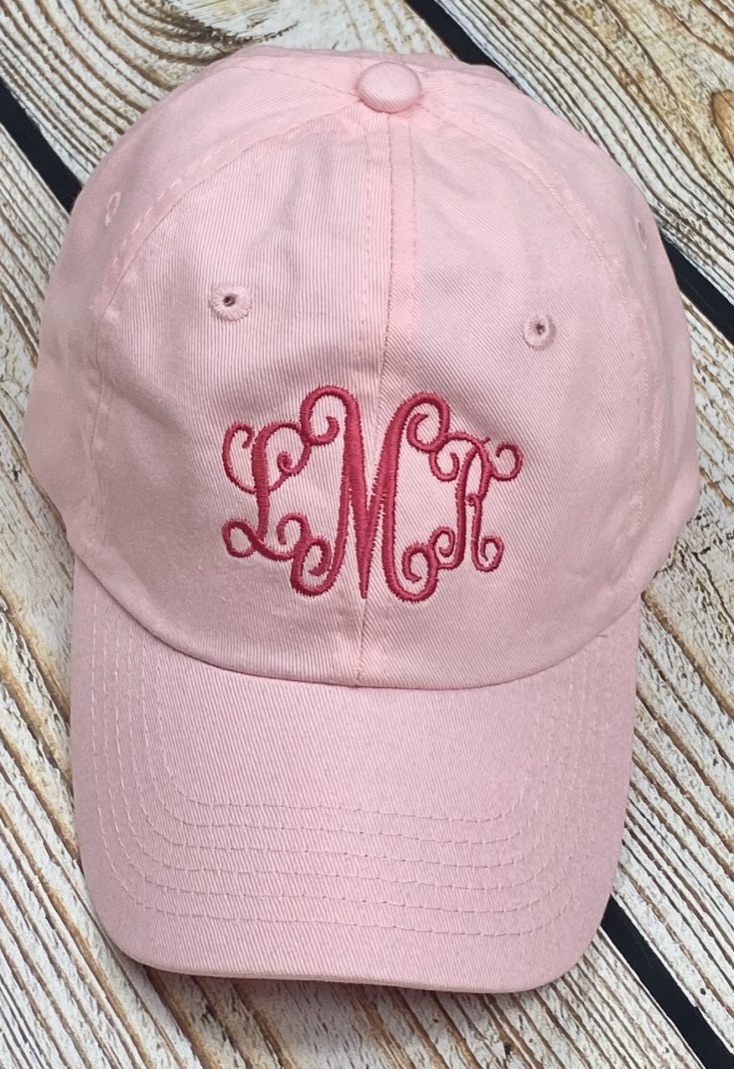 Toddler girls Monogram Hat- Light Pink with Hot pink