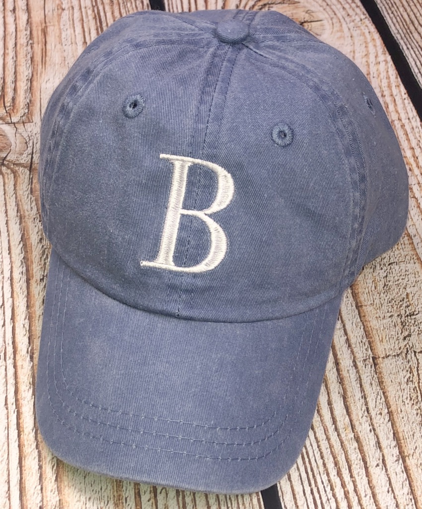 Washed Blue Hat with Single Initial