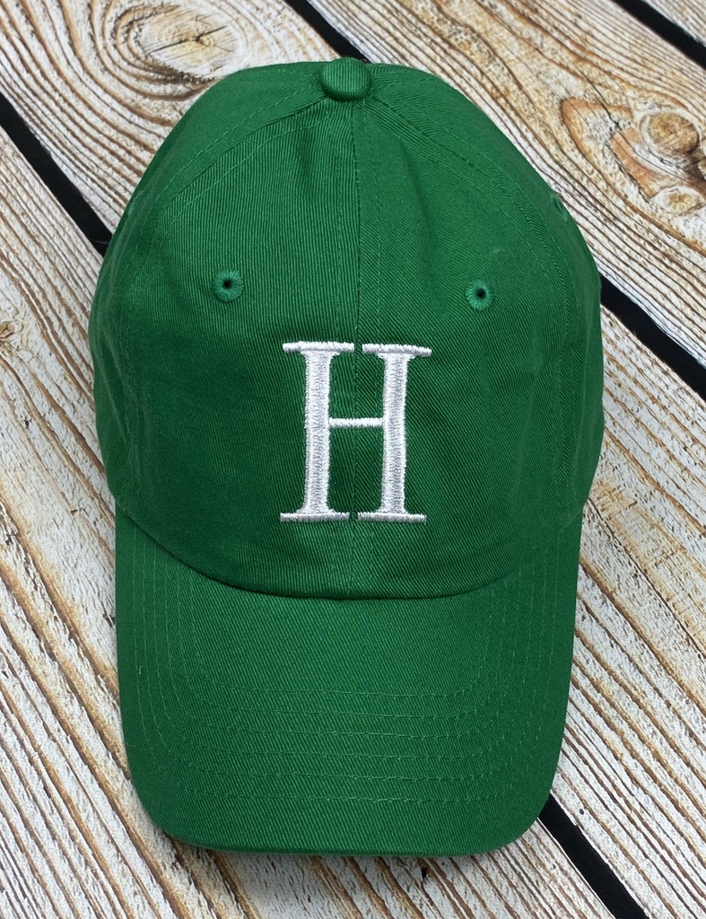 Single Initial Monogrammed Hat- Green